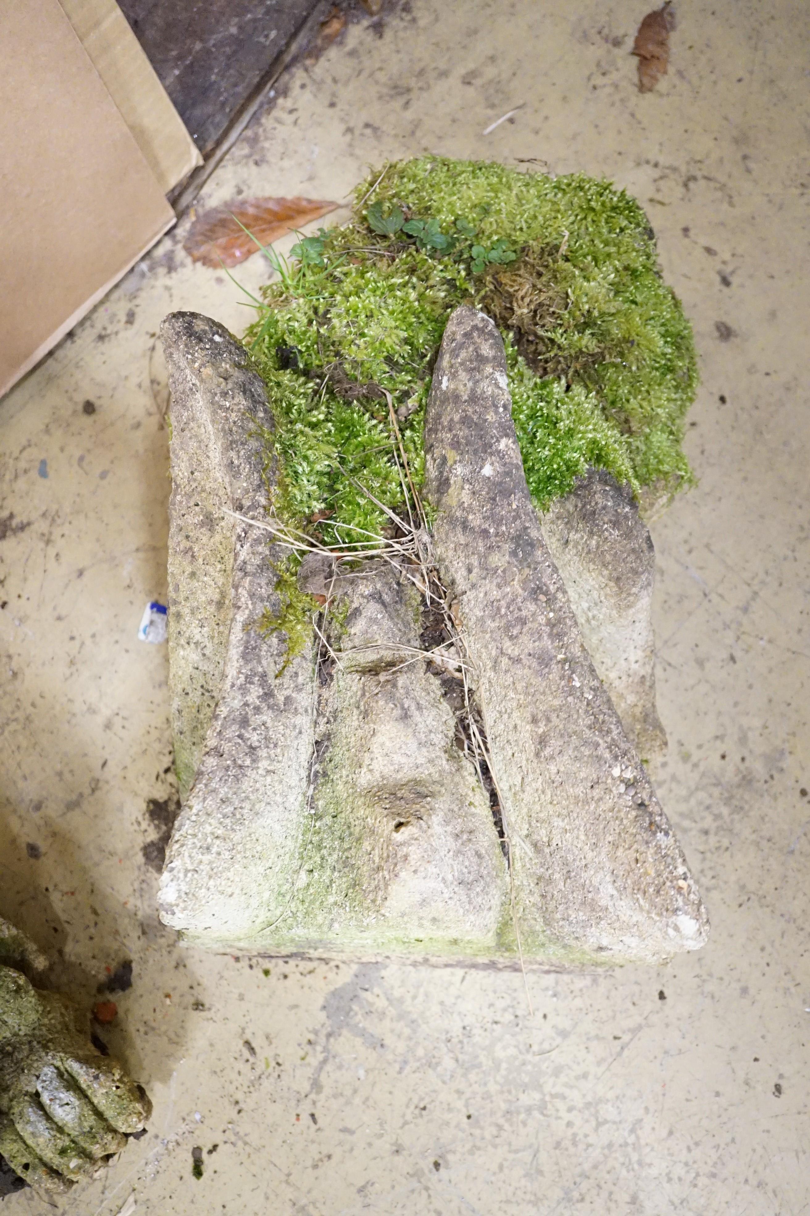 A reconstituted stone dragon gargoyle, 43cm and another similar carving